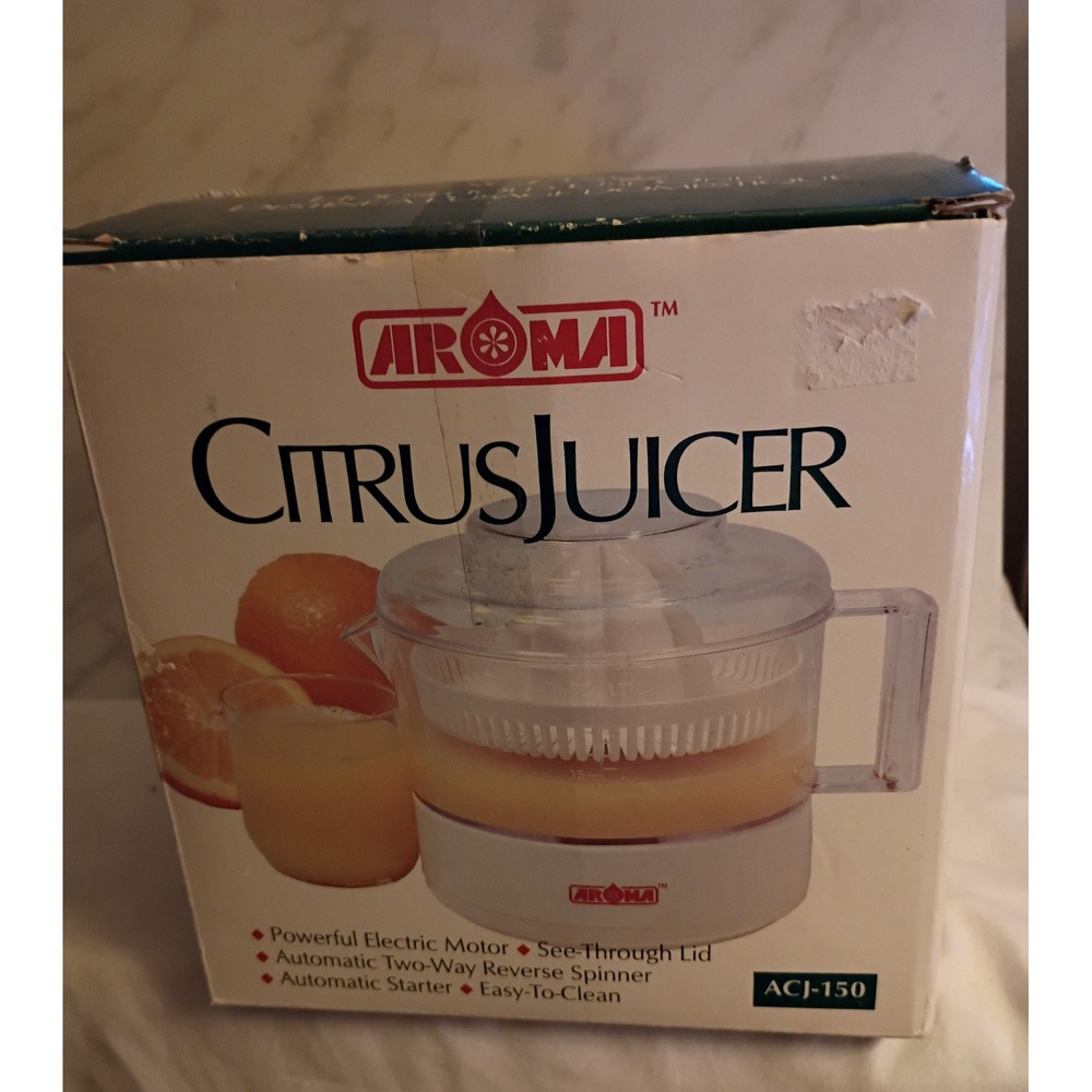 Aroma Citrus Juicer Electric ACJ-150 White Automatic Reverse Spinner with Box